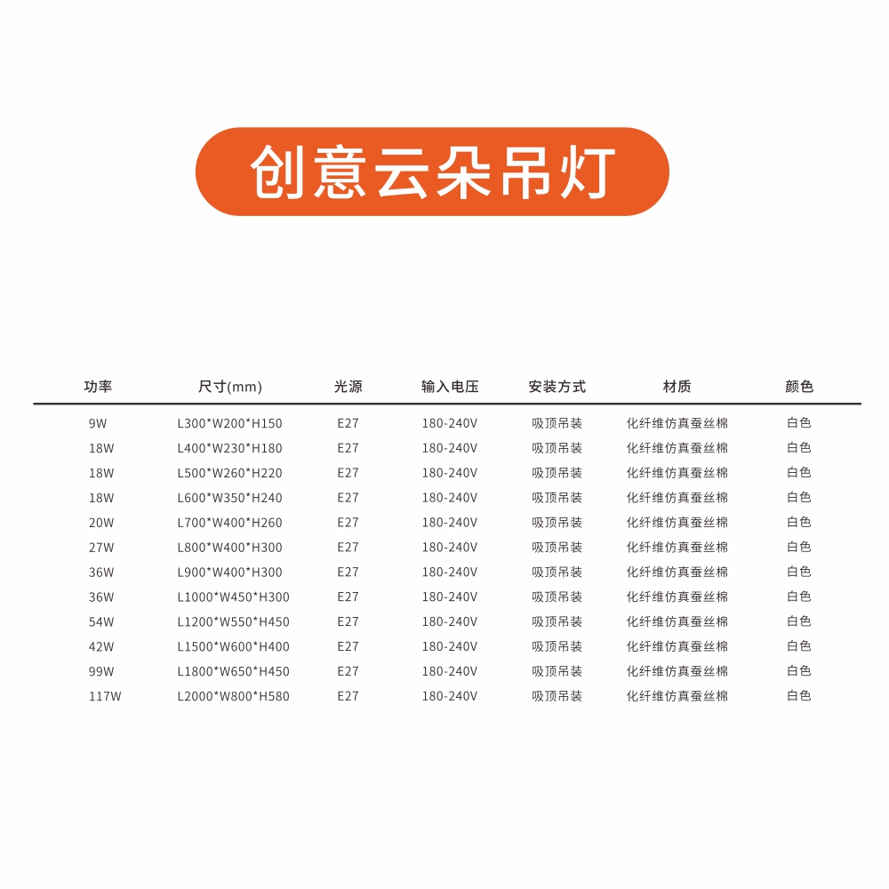 创意云朵吊灯